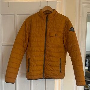 Faherty Mustard Yellow Quilted Puffer Jacket